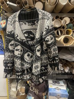 Nightmare before Christmas hand knitted open front sweater, ladies? Chinese made.