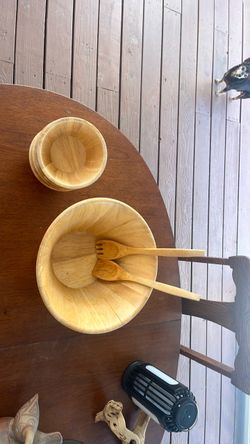Bamboo Salad Bowl Set with Serving Utensils
