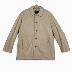 Alessandro Manzoni Men’s 52 Genuine Leather Jacket Coat Beige Tan Italy 
