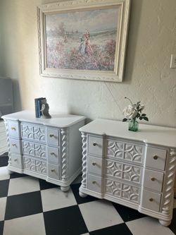 Matching White Dresser Set with Gold Hardware