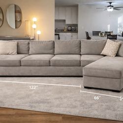 Large U-Shaped Sectional Sofa w/ Chaise – 122” – Modern Neutral – Excellent Condition