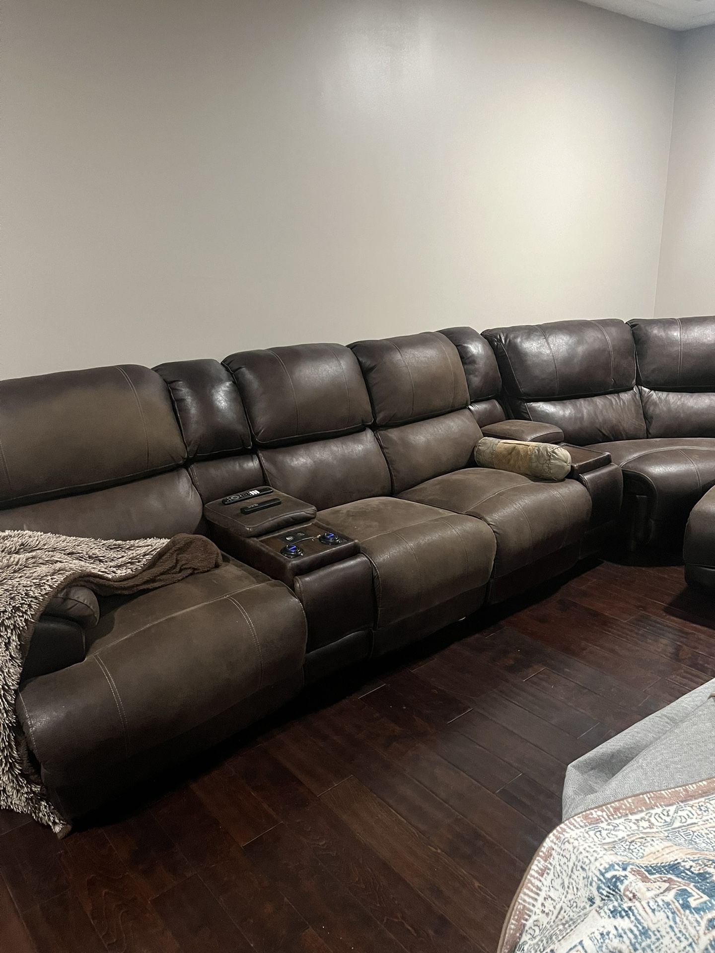 Leather Reclining Sectional 