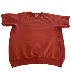 Duluth Sweater Men Large Orange Short Sleeve Pullover Sweatshirt Outdoors Solid