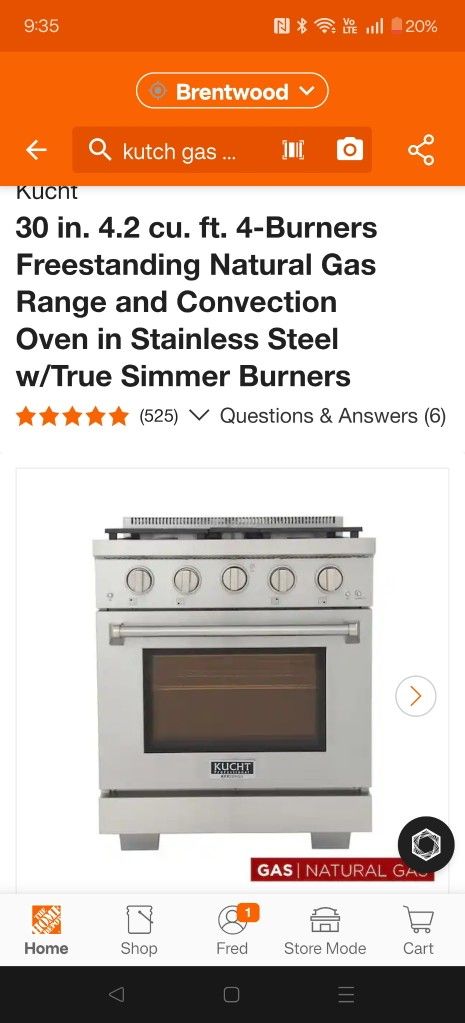 KFX Kucht 4 burner gas range