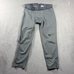 Nike Pro Tights Men’s M Gray Training Stretch Gym Work Out Fitness #3C