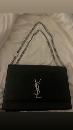 Black YSL bag with silver accents