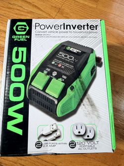 Green Fuel AD20002G 500W Modified Sine Wave Power Inverter 12V to 120V w/ Cables