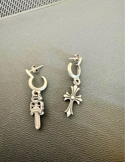 Chrome Hearts Silver Mismatched Charm Earrings