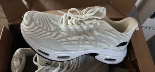 White Knit Sneakers with Air Cushion Sole