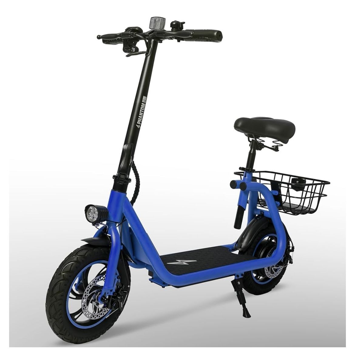 Phantomgogo Electric Scooter for Adults Foldable Scooter with Seat & Carry Basket E-Scooter with Brushless Motor 15MPH 265lbs Max Load E Mopeds for Ad