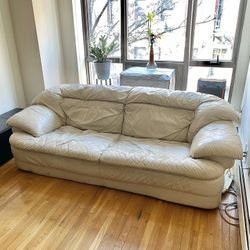 Beige Leather Couch