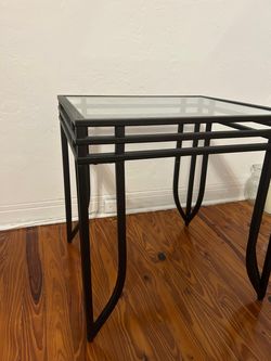 Black Metal and Glass Nesting Side Tables