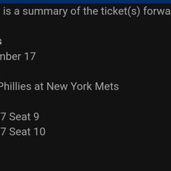 Mets VS Phillies Tickets Sept. 17