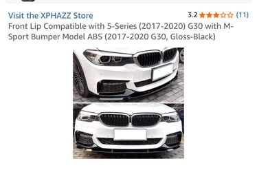 Front Lip Compatible with 5-Series (2017-2020) G30 with M-Sport Bumper Model ABS (2017-2020 G30, Gloss-Black)