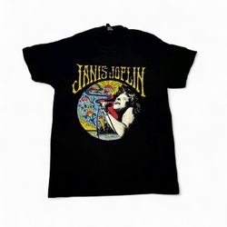 Janis Joplin Vintage 2000s Unisex T-shirt By DAY - Size Small 100% Cotton Hippy 60's Flower (minor paint mark bottom corner)     #rock #music #tourtsh