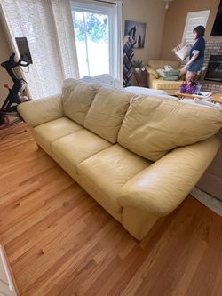 Yellow Arizona Leather 3-Seat Sofa