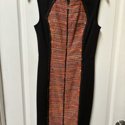 RACHEL RACHEL ROY Orange/Black Tweed Zip-Up Dress [Size 2]