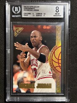 1995-96 TOPPS GALLERY EXPRESSIONISTS #EX2 MICHAEL JORDAN BGS 8 NM-MINT BULLS HOF