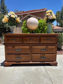 Antique Solid Wood 7 Drawer Dresser Chest of Drawers Furniture Good Condition