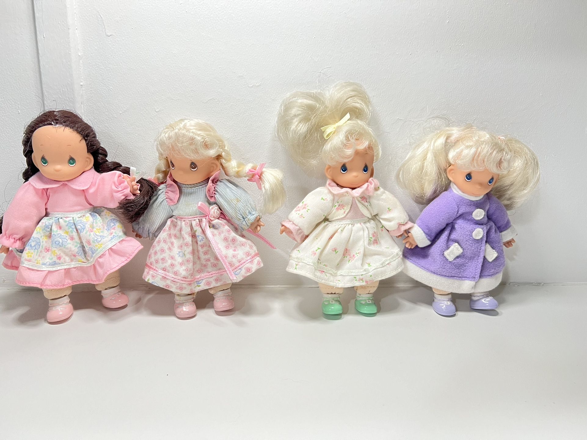 Precious Moments Doll Wearing Green & Pink Lot tall 5”