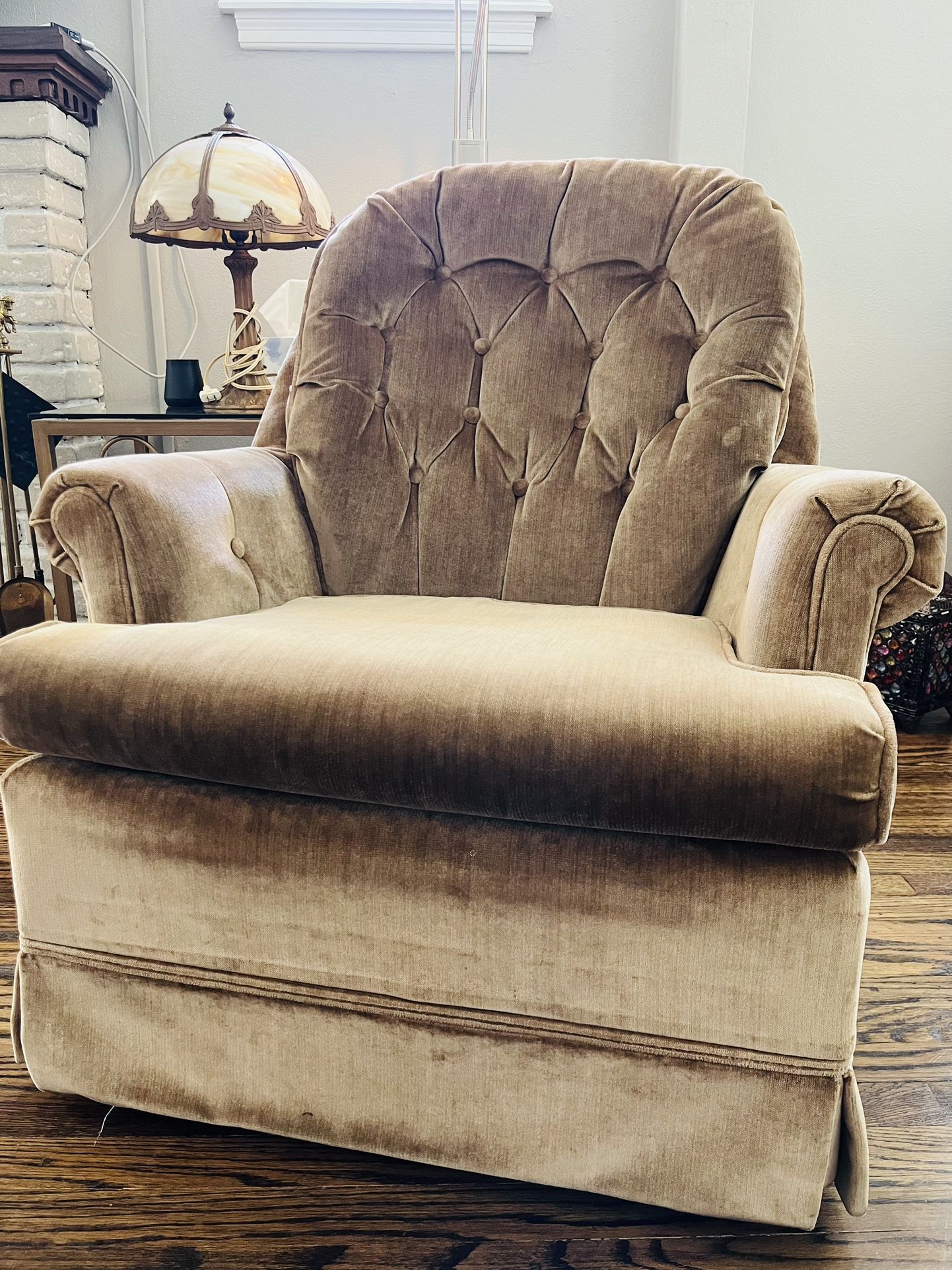 Swivel, rocking  velvet chair