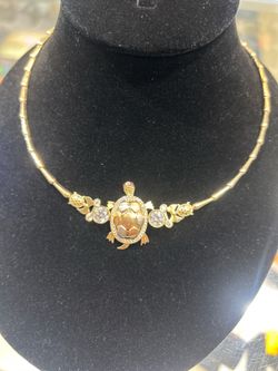 Turtle 14k link necklace