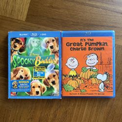 2 Disney Children’s & Kid’s Spooky Buddies & Charlie Brown Halloween Thanksgiving Blu-ray Movies