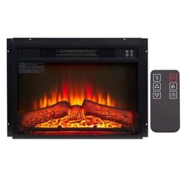 ONLY $65: Electric Fireplace Insert with Remote Control, Ultra Thin Heater & Realistic Log Set - 23"
