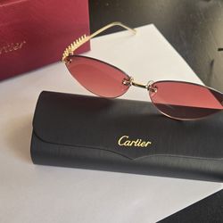 Cartier Clash De Cartier CT0543S Gold Cat Eye Rimless Sunglasses Glasses
