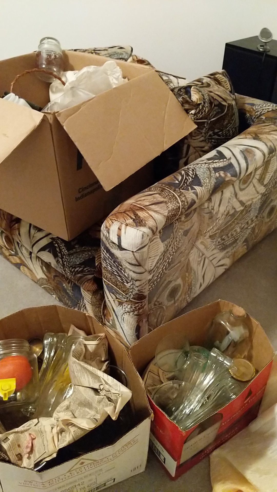Boxes of flower VACES and glassware