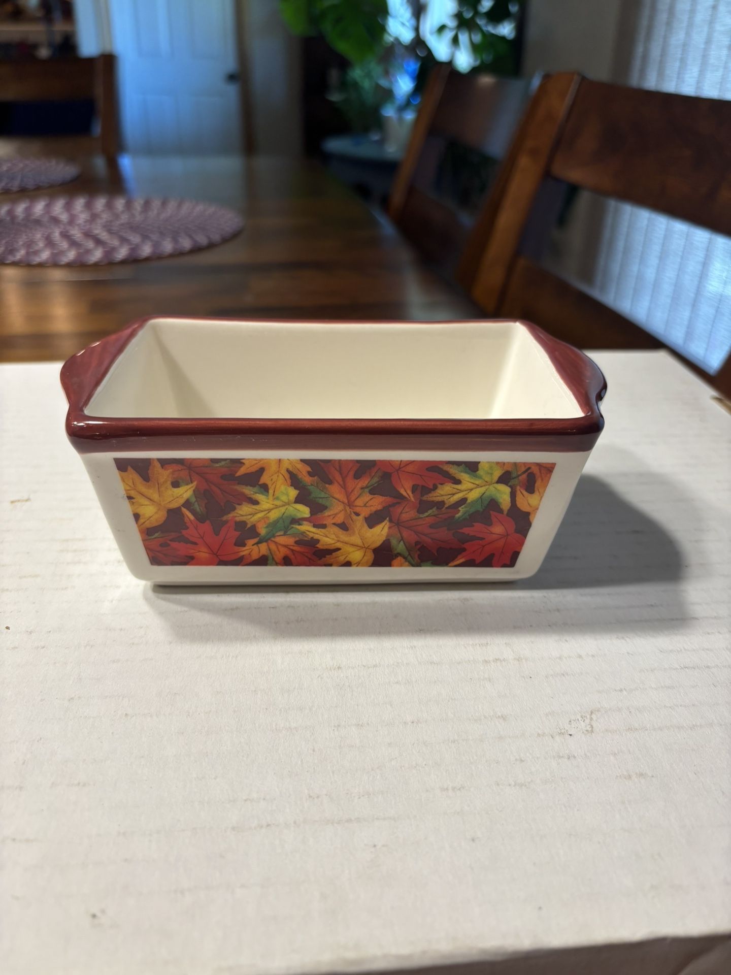 Ceramic Rectangle Small Baking Dish Leaf Design