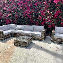 Patio Furniture 100x100” L Shape And Single Cair