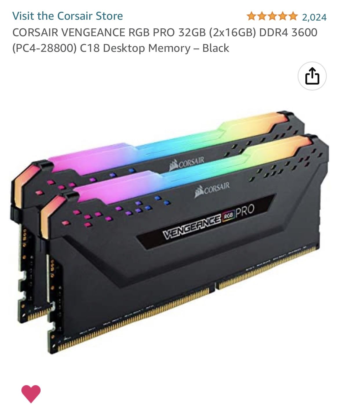 Corsair Vengeance Rgb Pro Ddr4 3600 C18