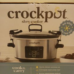 Stainless Steel Crock-Pot, 4 Quart Travel Proof Cook and Carry - Brand New!