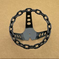NEW! 5" LONG BICYCLE VINTAGE LOWRIDER STEEL CHAIN STEERING WHEEL IN BLACK.