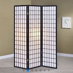 Carrie 3-Panel Room Divider Folding Shoji Screen Black.