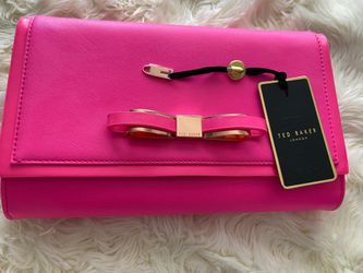 Vintage Ted Baker Bright Pink Bow Clutch