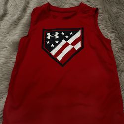 Kids Under Armour Red Tank W Shield Logo