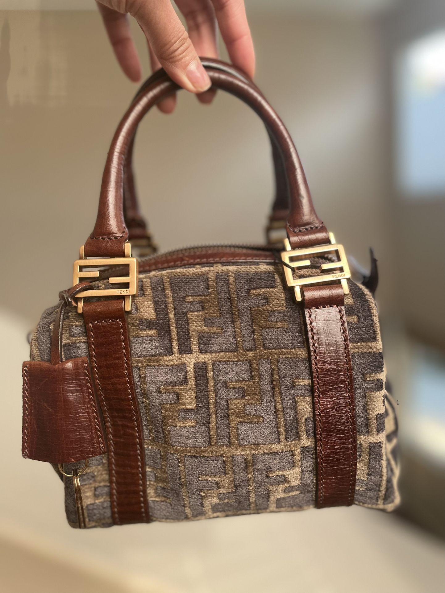 Beautiful, Pre Loved Fendi FF Boston colorful bag