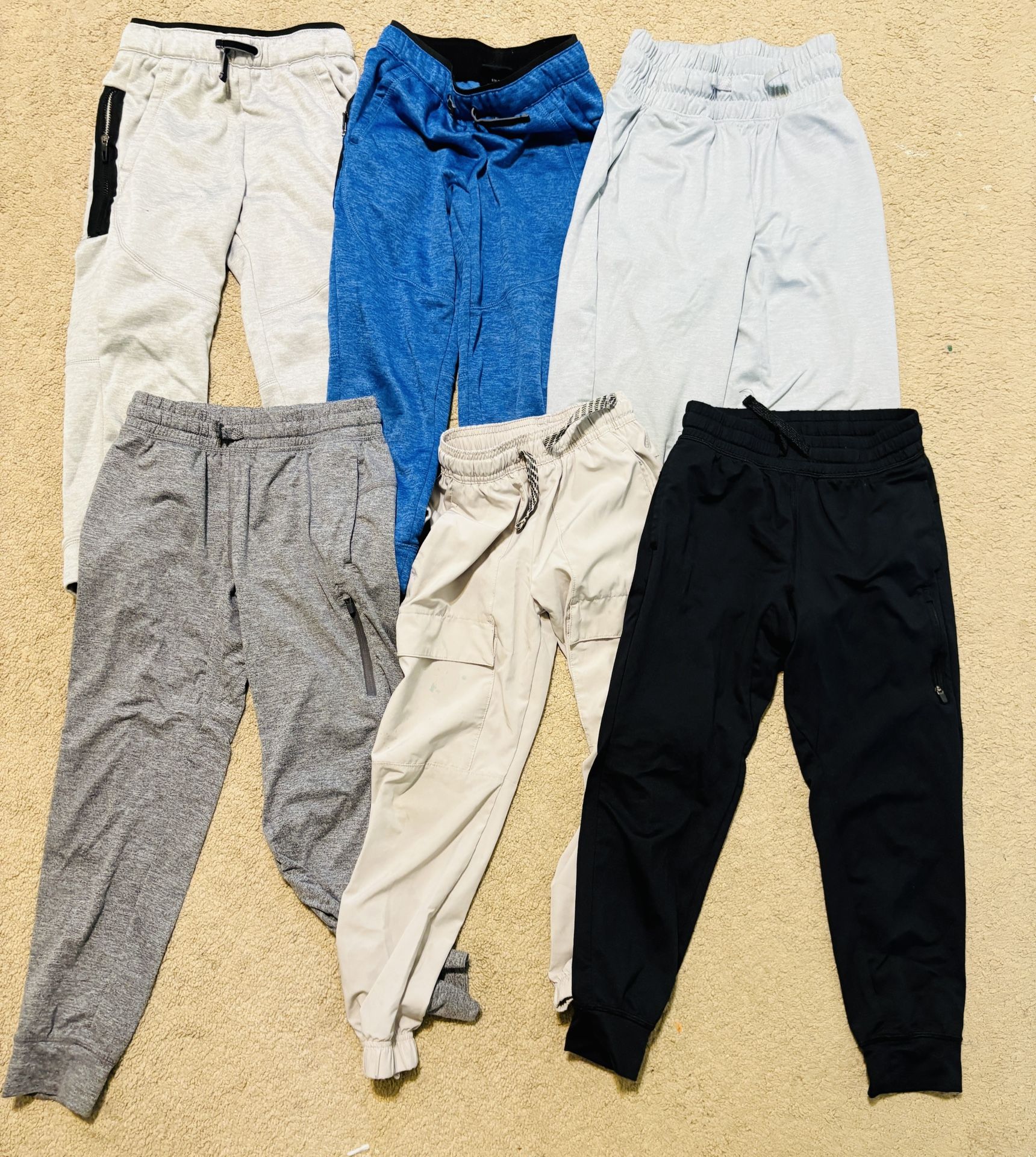 6 Pack Assorted Small Size 5-7 Boy’s Pants; Multiple Colors (Blue, Tan, Gray, & Black) & Brands