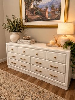 Stanley Furniture White Dresser with Gold Hardware