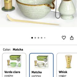 Vaiheng Juego de batidor de matcha con cuenco matcha, soporte para batidor de matcha, batidor de bambú matcha, cuchara, tamiz, regalos del día de la m