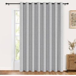 2 pieces Blackout Shield Sliding Door Curtains, Extra Wide Curtains 96 Inch Long, Patio Door Grommet Drapes for Living Room, 100”W x 96”L, Grey