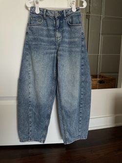 H&M Kids Girls Balloon Barrel Leg Cotton Jeans Size 6-7