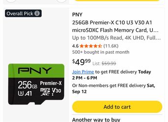PNY 256GB Premier-X microSDXC Memory Card