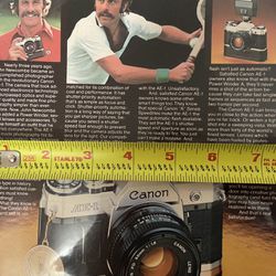 1979 Canon AE-1 Film Camera John Newcombe vintage print ad 70's advertisement