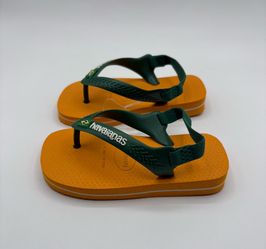 New Baby Toddler Havaianas Brazil Logo Flip Flops Blue US Size 8c Green Yellow