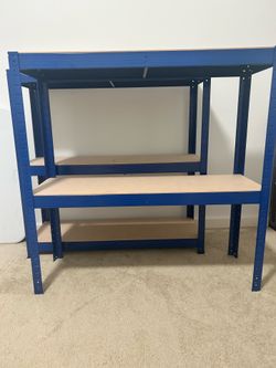 2 blue shelves