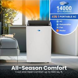 Whynter ARC-1230WNH2 NEX Inverter Dual Hose Portable Air Conditioner, 14000 BTU (12000 SACC) Heater, Dehumidifier & Fan, Smart Wi-Fi, Up to 600 sq ft,