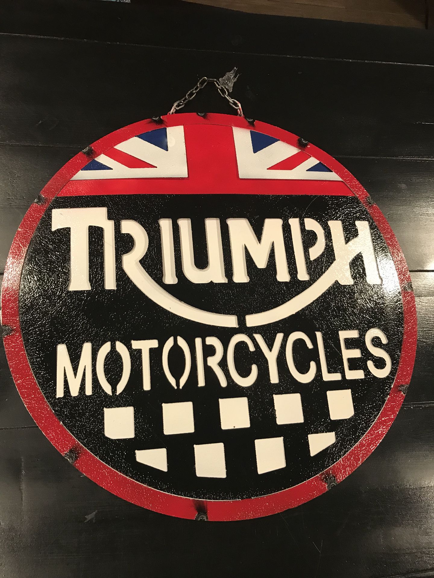 Triumph Motorcycles Handcrafted Metal Sighn Man Cave Garage Sign $45 firm no offers